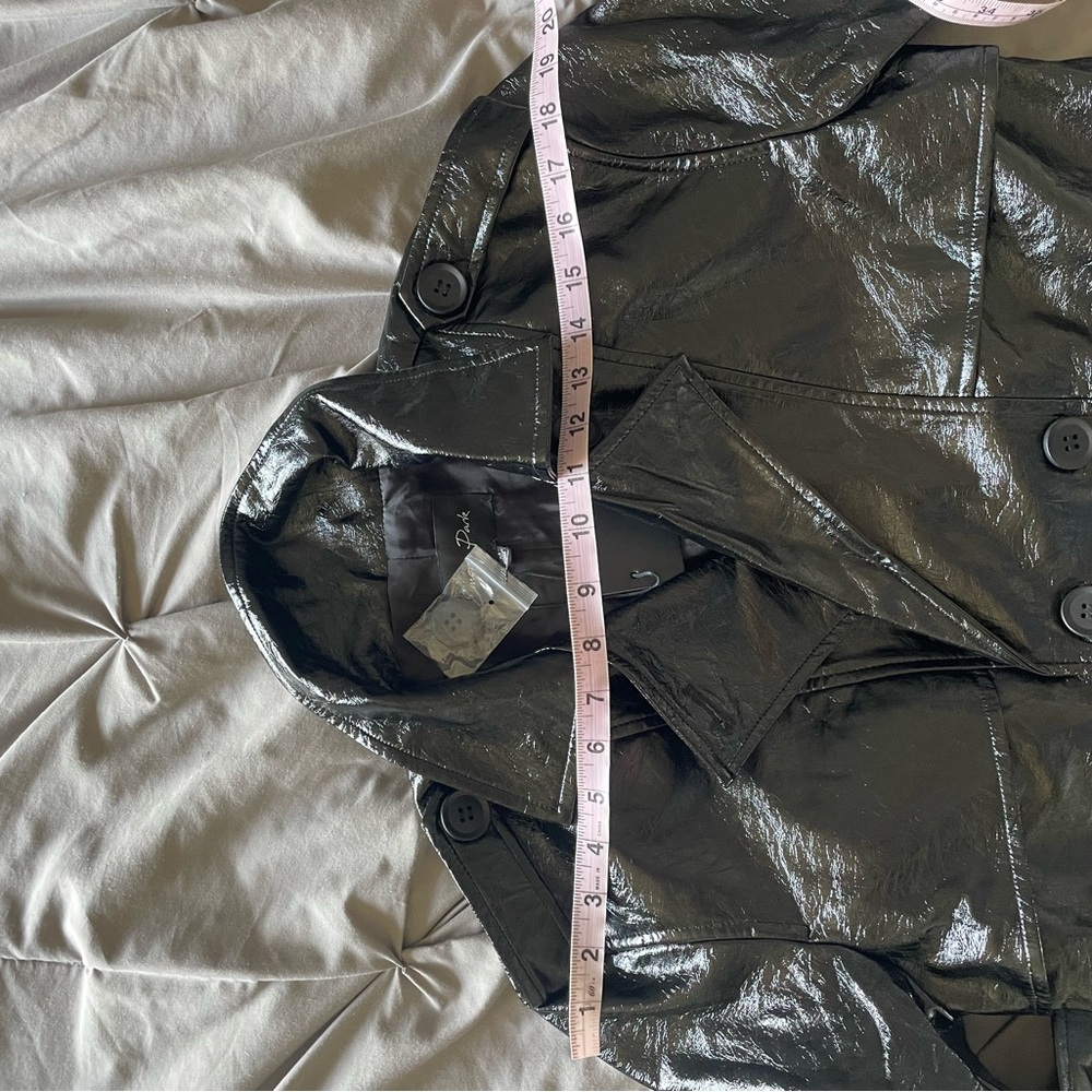 Undercover Black Faux Patent Leather Trench Coat - Picture 9 of 9